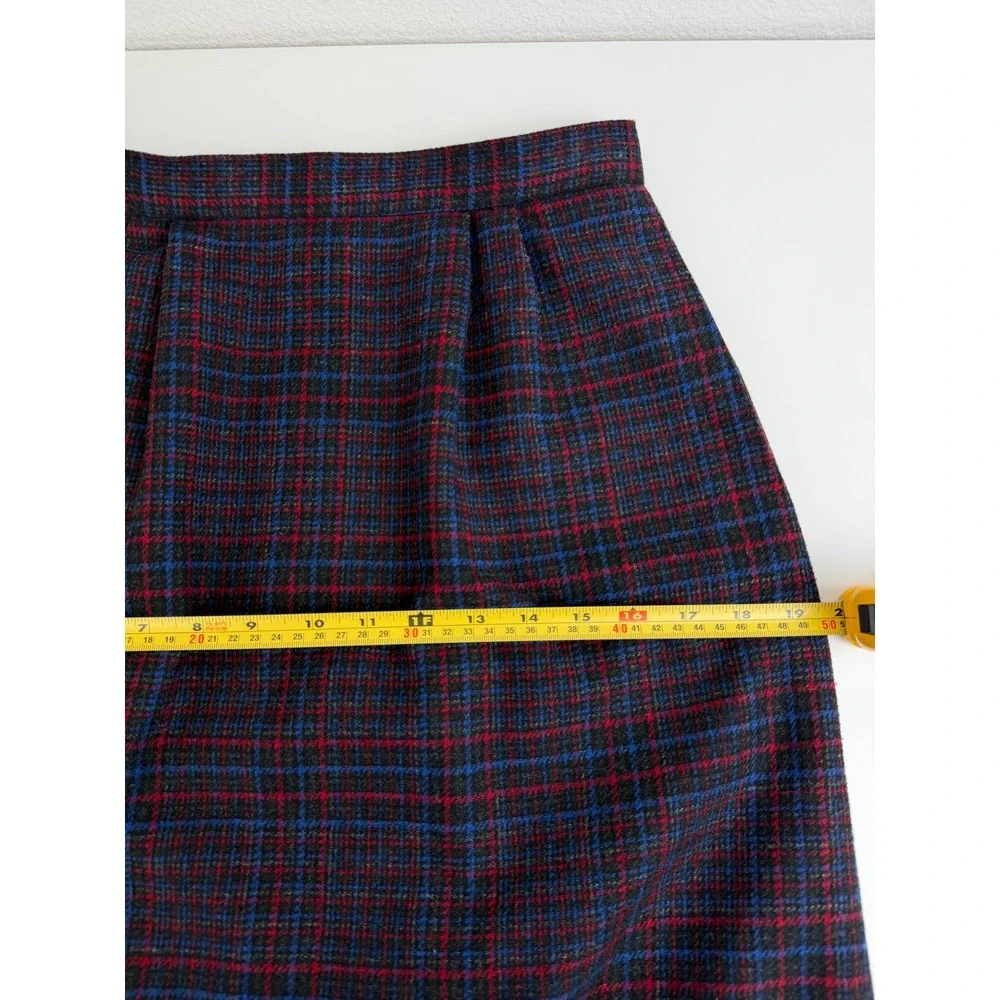 VTG Peabody House Women Wool Blend Midi Skirt M Plaid Pleated Academia Korea